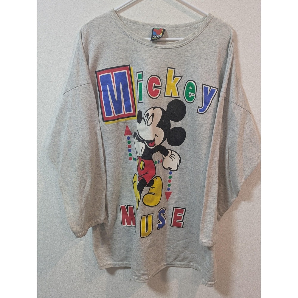 Vintage Mickey Unlimited Sweatshirt Mens Big 1X Gray Mickey Mouse Fleece 90s